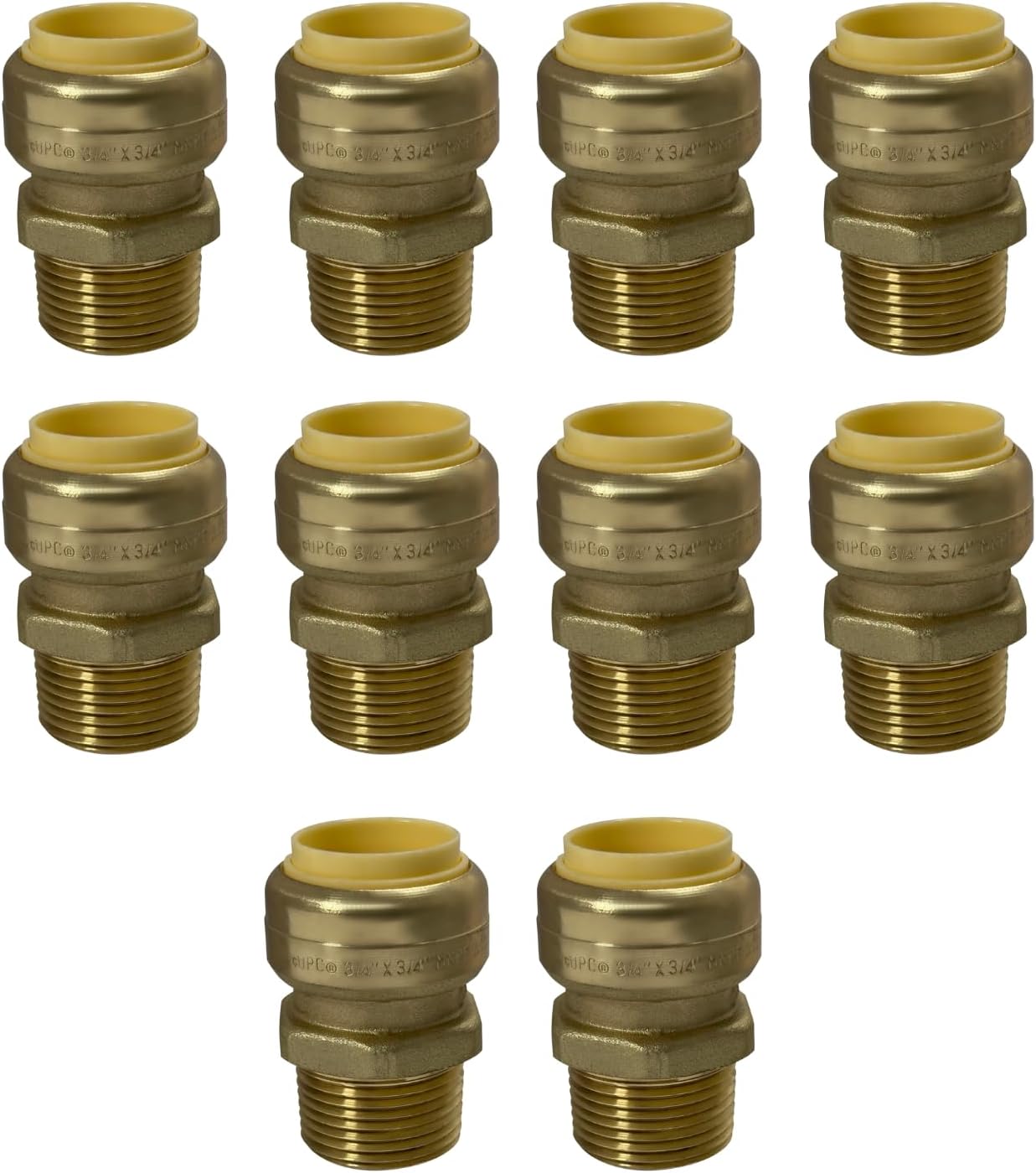 10 Pcs. 3/4" Push Fit Male Adapter, Brass