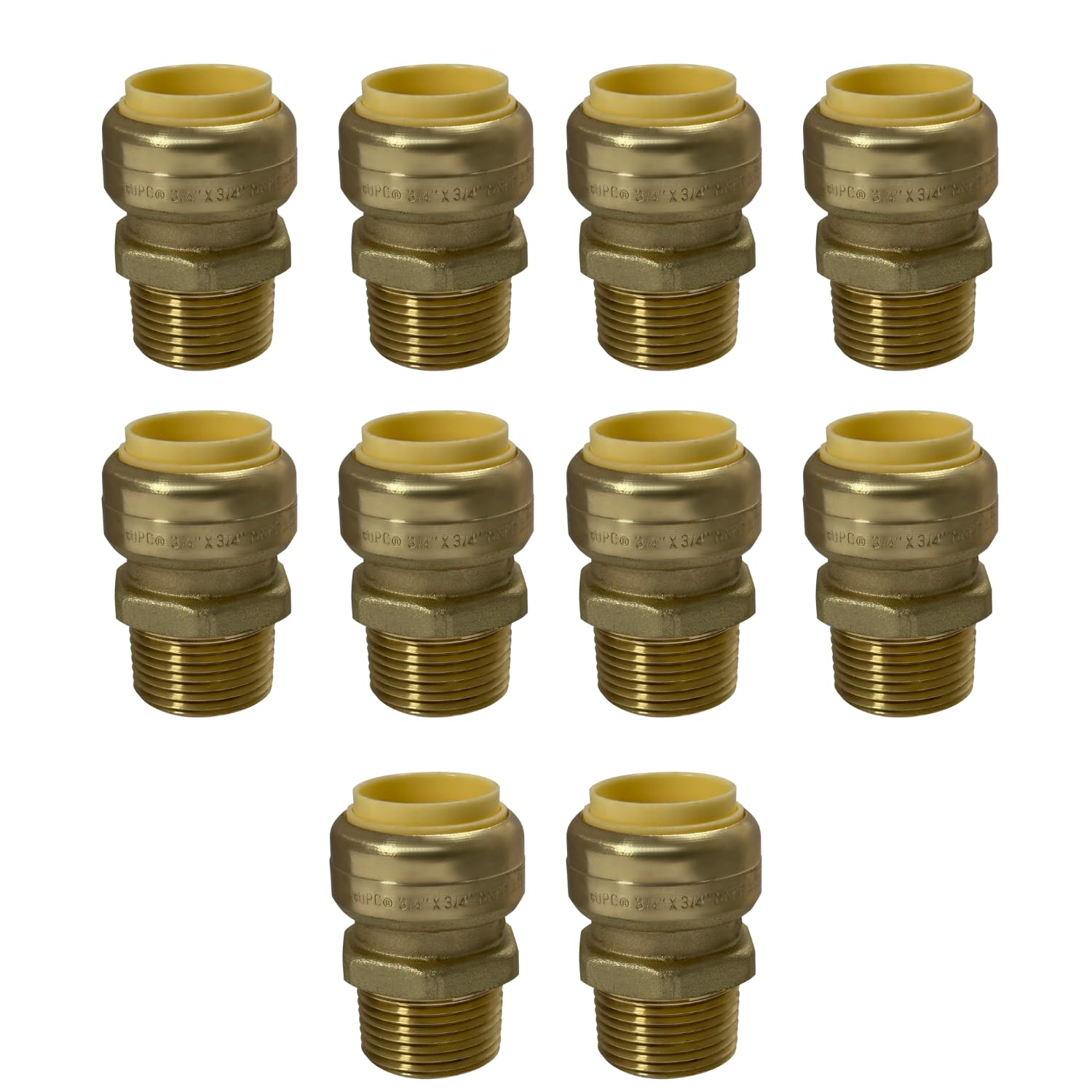 10 piezas 3/4 "push Fit X 3/4" macho NPT adaptador, certificado A ansi61 NSF plomo latón, Tubería de cobre, PEX, el CPVC