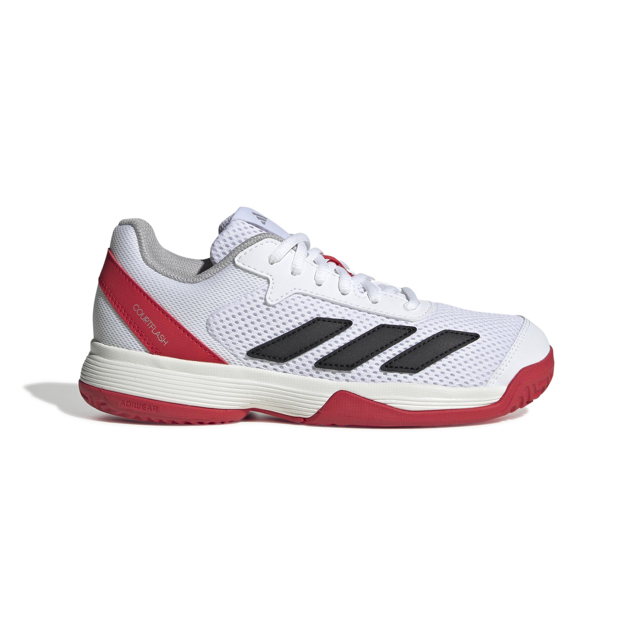adidas Uniseks - dzieci Courtflash Kids Tennis Shoes, Cloud White/Core Black/Lucid Red, 38 EU