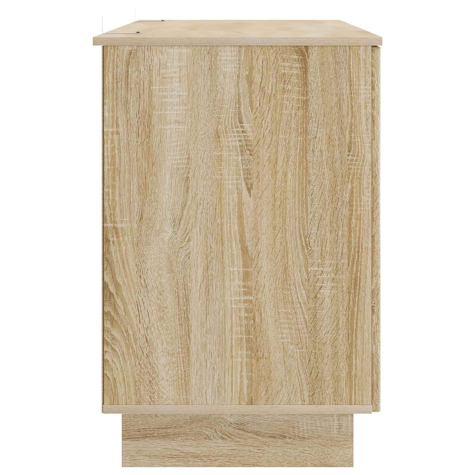 Biurko dąb Sonoma z materiału drewnopochodnego 142,5 x 50 x 75 cm z regałem i miejscem do przechowywania, stół roboczy do domowego biura, gabinetu, ergonomiczne, nie zajmuje dużo miejsca, do