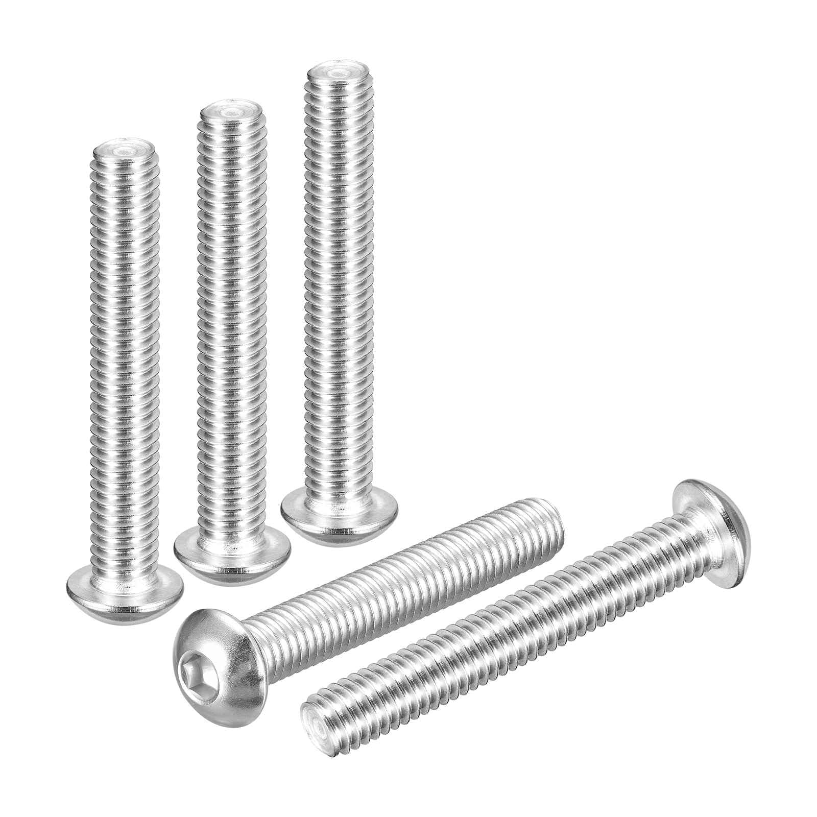 DTGN 3/8"-16x2-1/2 Button Head Socket Cap Screws - 5Pack - Good for Road Bicycle, Mountain Bike, Auto, Motorcycle - 304 Stainless Steel Whitewashed -