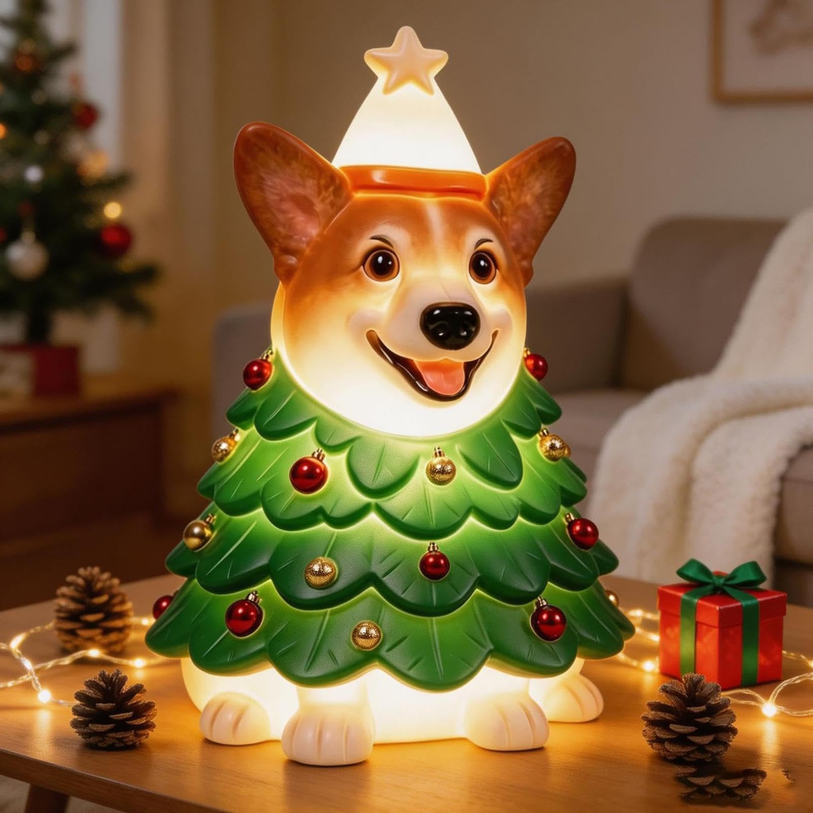 Statua di cane Decorazioni per le feste, a batteria, con tema festivo e