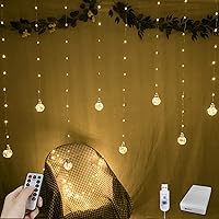 Yolight Wishing Ball Curtain Lights 200 LED Warm White Fairy Globe String Lights with Remote, USB/Battery Powered for Wedding Bedroom Christmas Decor