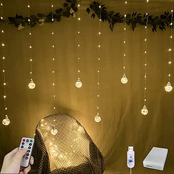 Amazon.com: YOLIGHT Wishing Ball Curtain Lights 200 LED Window Curtain ...