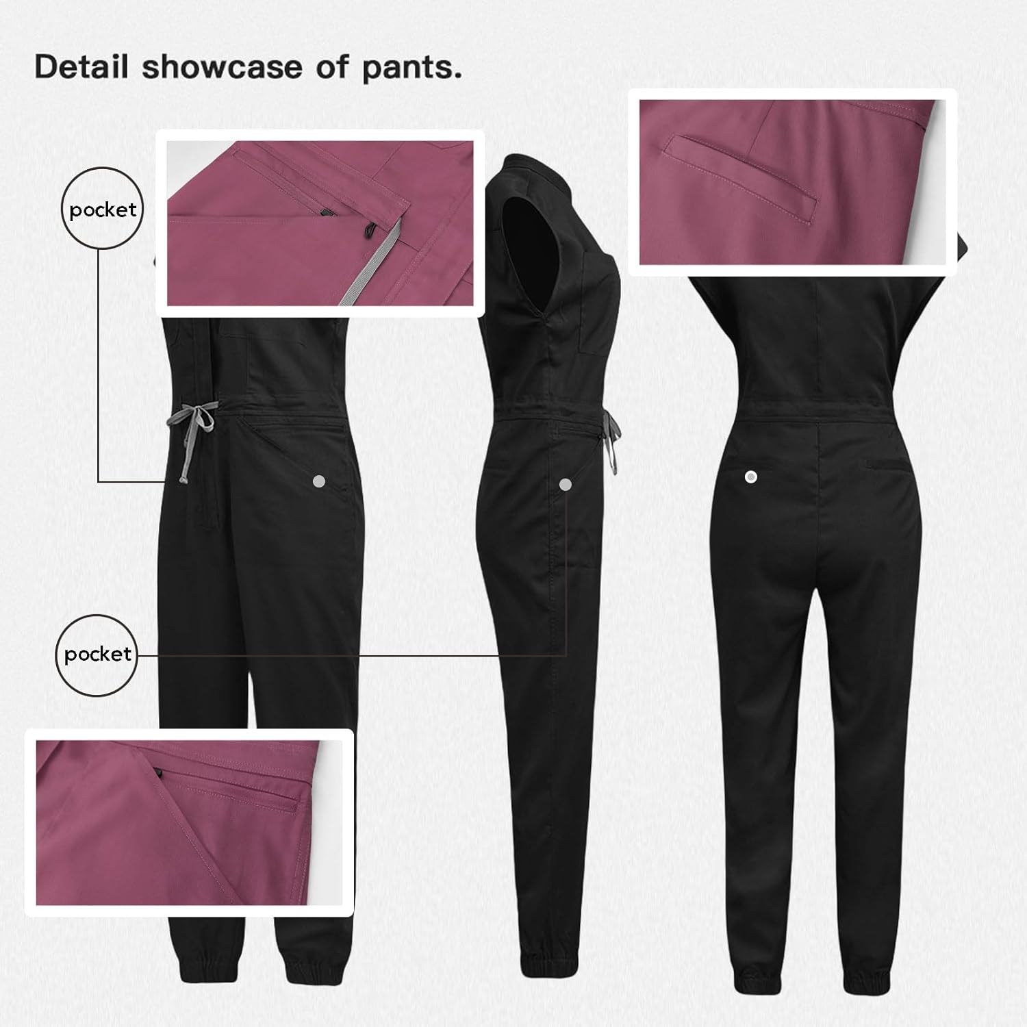 Women's Scrubs Jumpsuit - Soft Stretch Medical Scrub Set with Pockets, Comfortable Nurse & Doctor Workwear - Image 4
