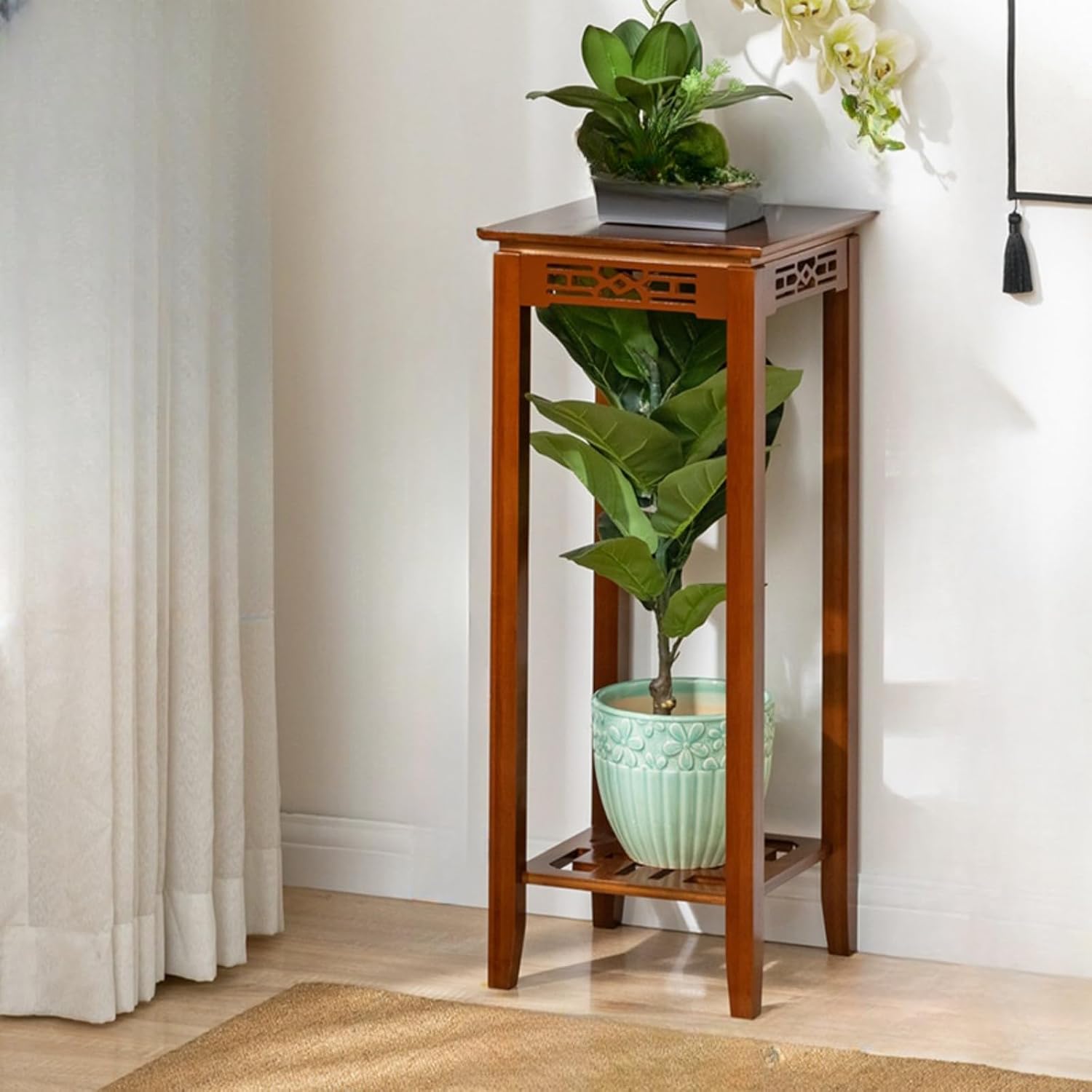 螺鈿細工 平卓 香炉台 花台 飾り台 木製 中国古玩 唐物 人物 骨董品