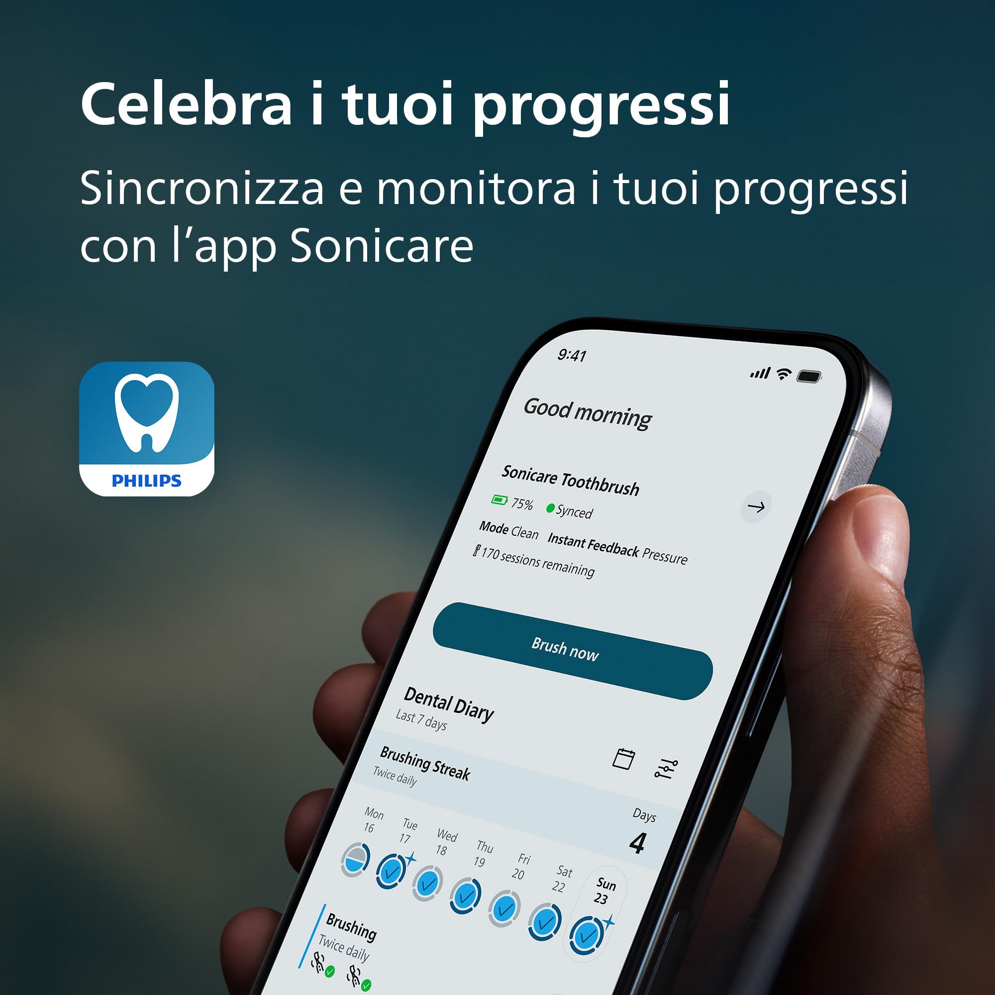 Philips Sonicare Next-Generation DiamondClean 8500 Spazzolino elettrico - con Feedback di pressione, 18 impostazioni, nero, HX8514/12