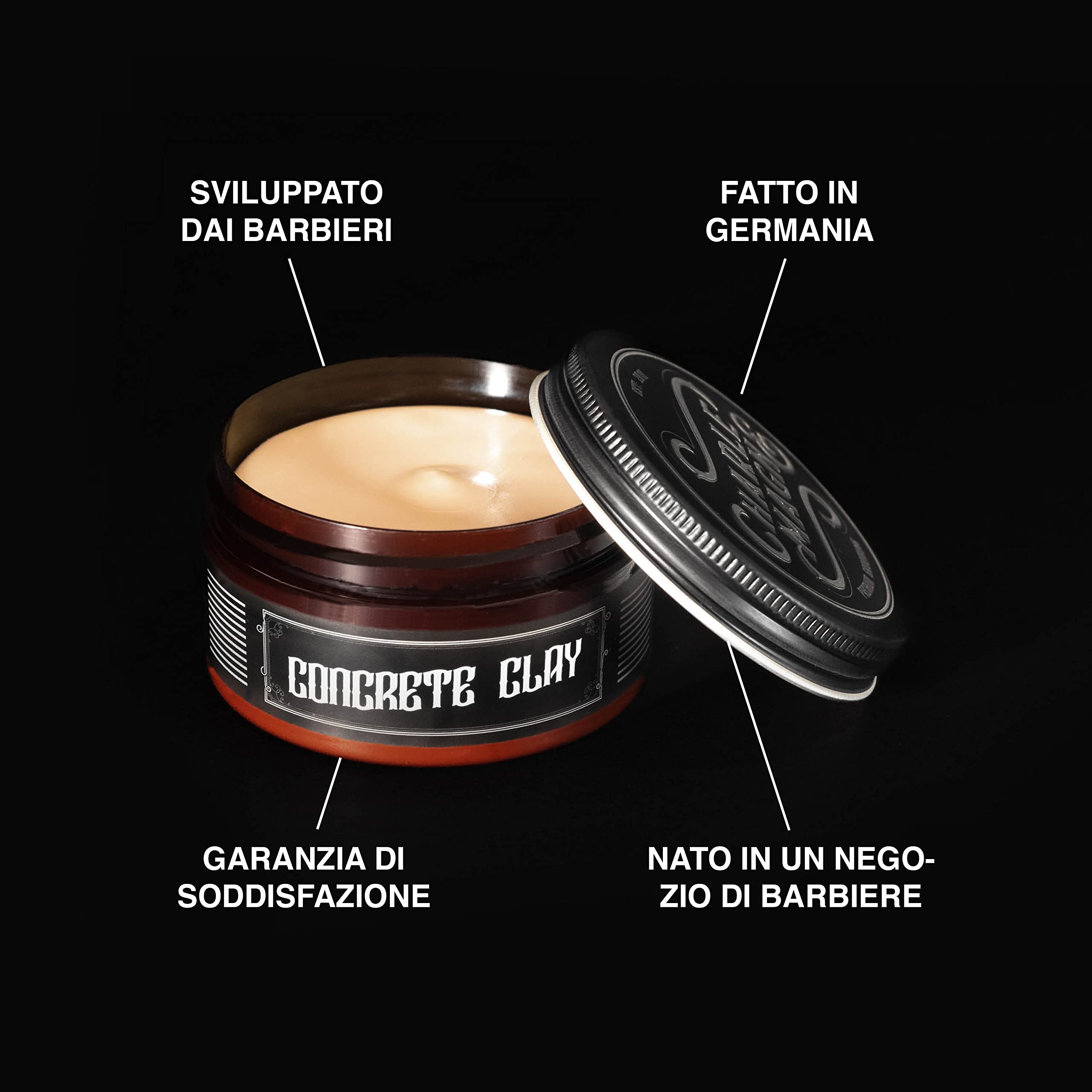 Charlemagne Concrete Clay - Cera per capelli uomo - Pomata Tenuta super forte - Look opaco - 100ml - Qualità professionale da barbiere -