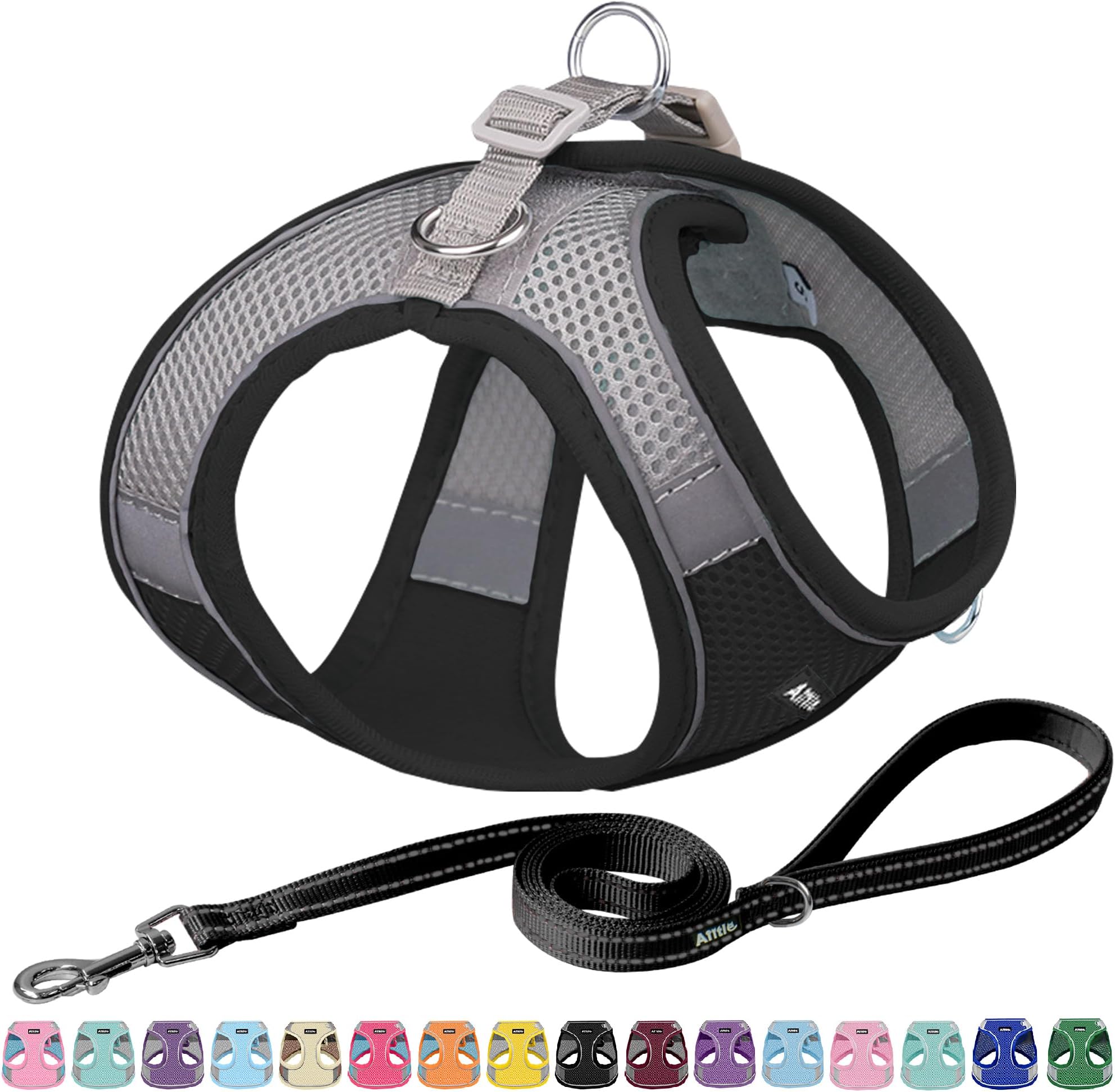 AIITLE Dog Harness, No-Pull Cat Harness with a Leash, Adjustable Reflective Dog Vest, Cat Harness Escape Proof, Outdoor Walking, Running,Training for Extra Small Dogs and House Cats Black XXXS