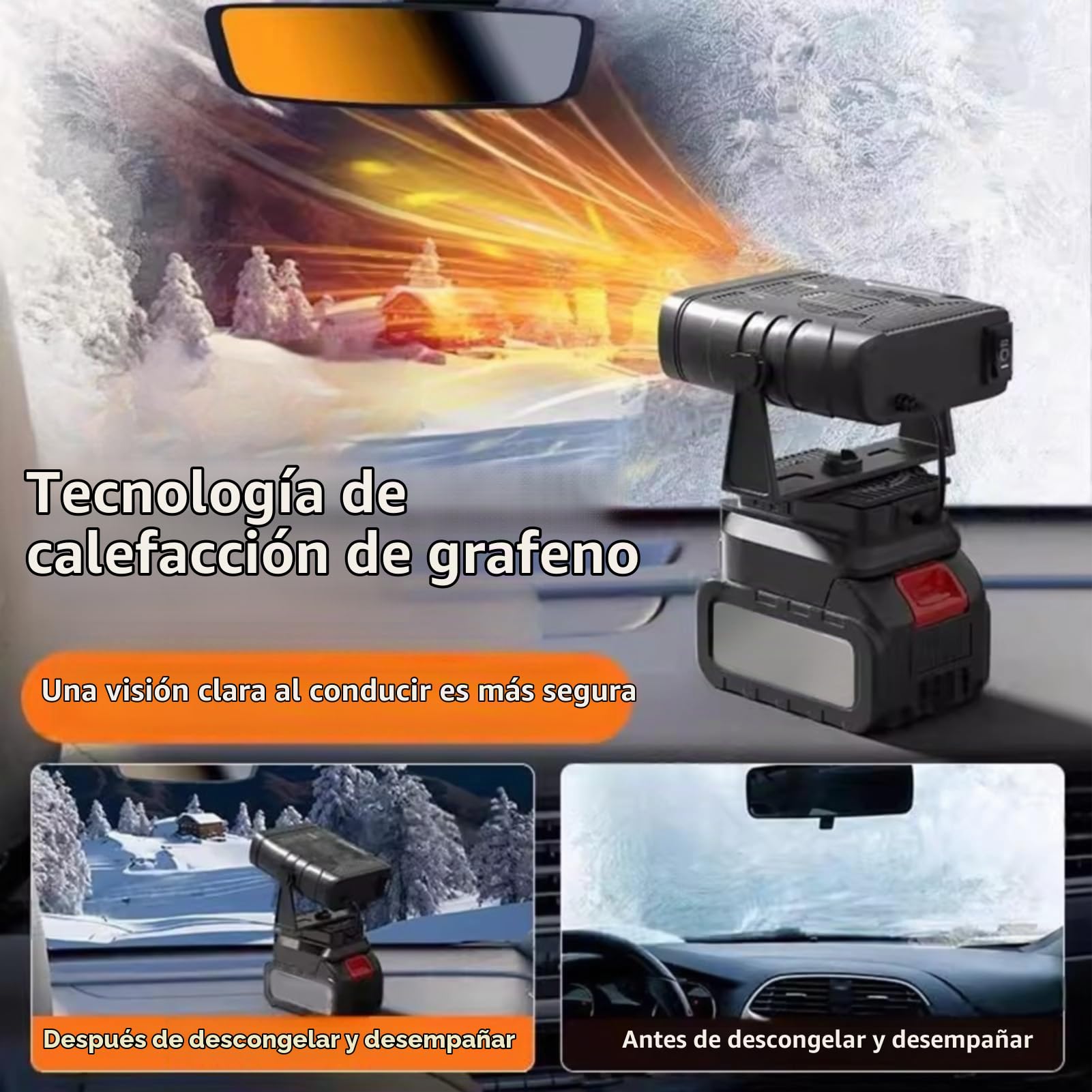 Calefactor Inalámbrico, 2 Velocidades Silencioso Calefactor Portátil con Dos Puertos USB Batería Protección contra Sobrecargas para Coche Tienda de Campaña Taller