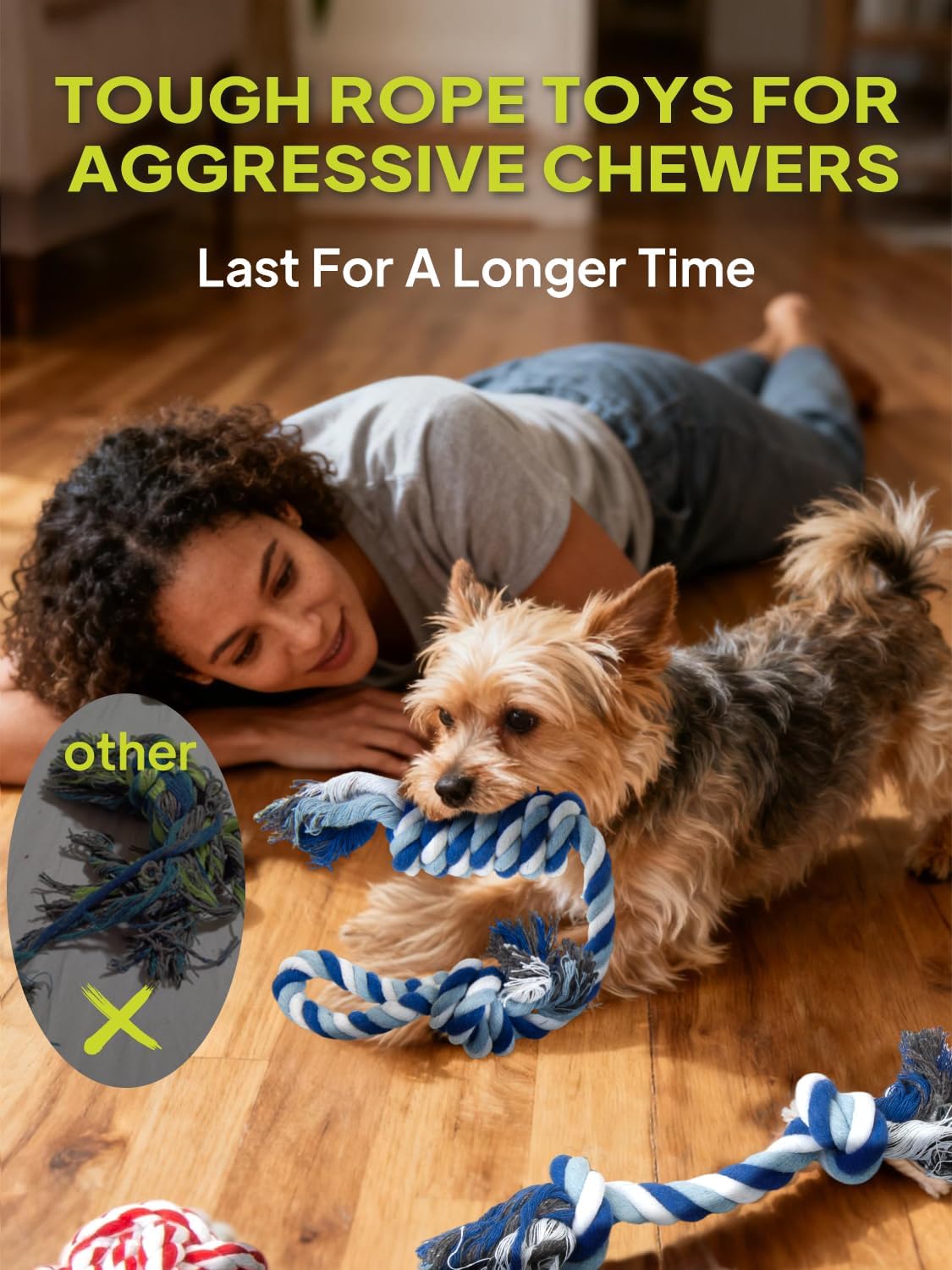TwoEar Dog Rope Toy 9 Pack - Puppy Teething Toys for Small Medium Breed - Indestructible Dog Chew Toys for Aggressive Chewers - Cotton Tug of War Dog Toys for Boredom, Teeth Clean