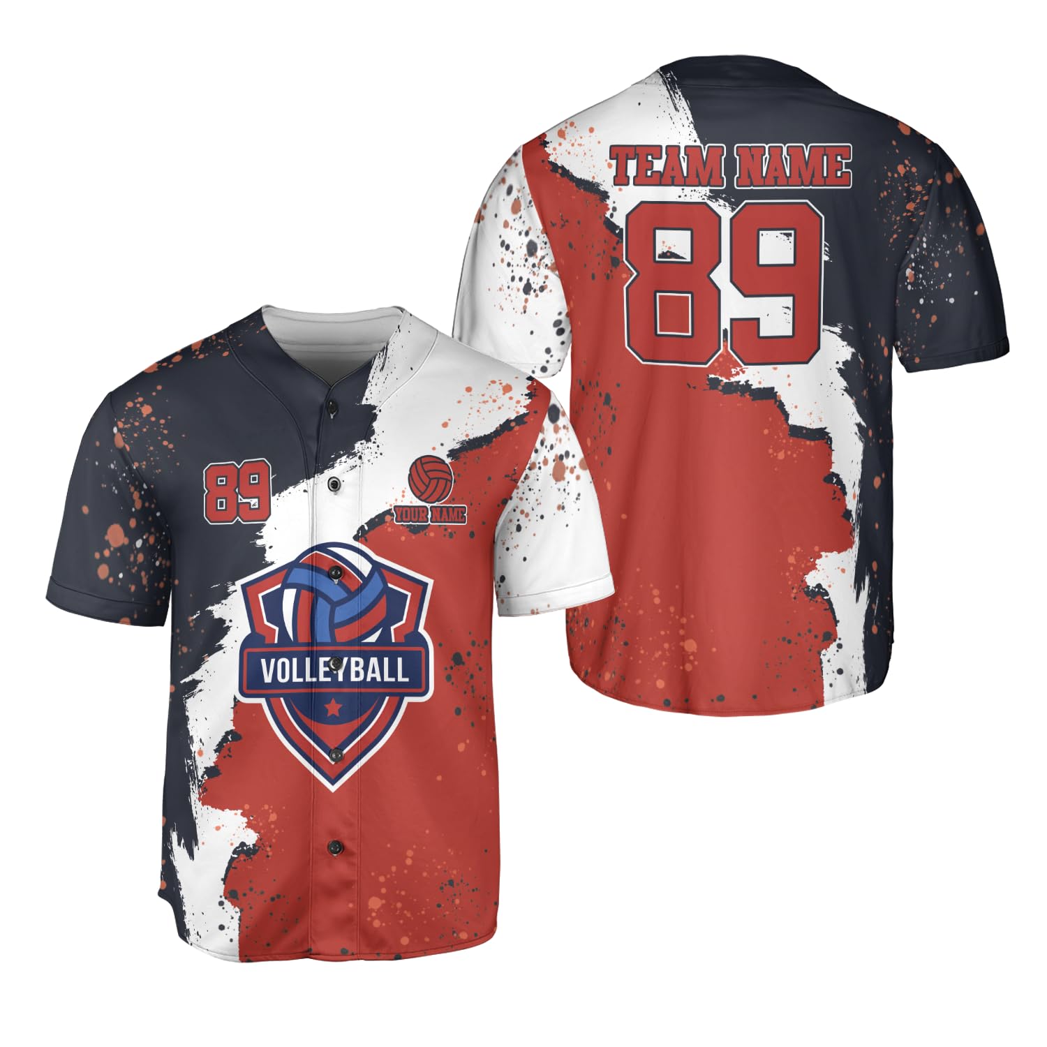 MAPrints Personalized Volleyball Baseball Jersey, Sport Volleyball 3D Jersey for Men & Women, Gifts for Volleyball Player (US, Alpha, Small, 5X-Large, Regular, Regular, VLB 6)