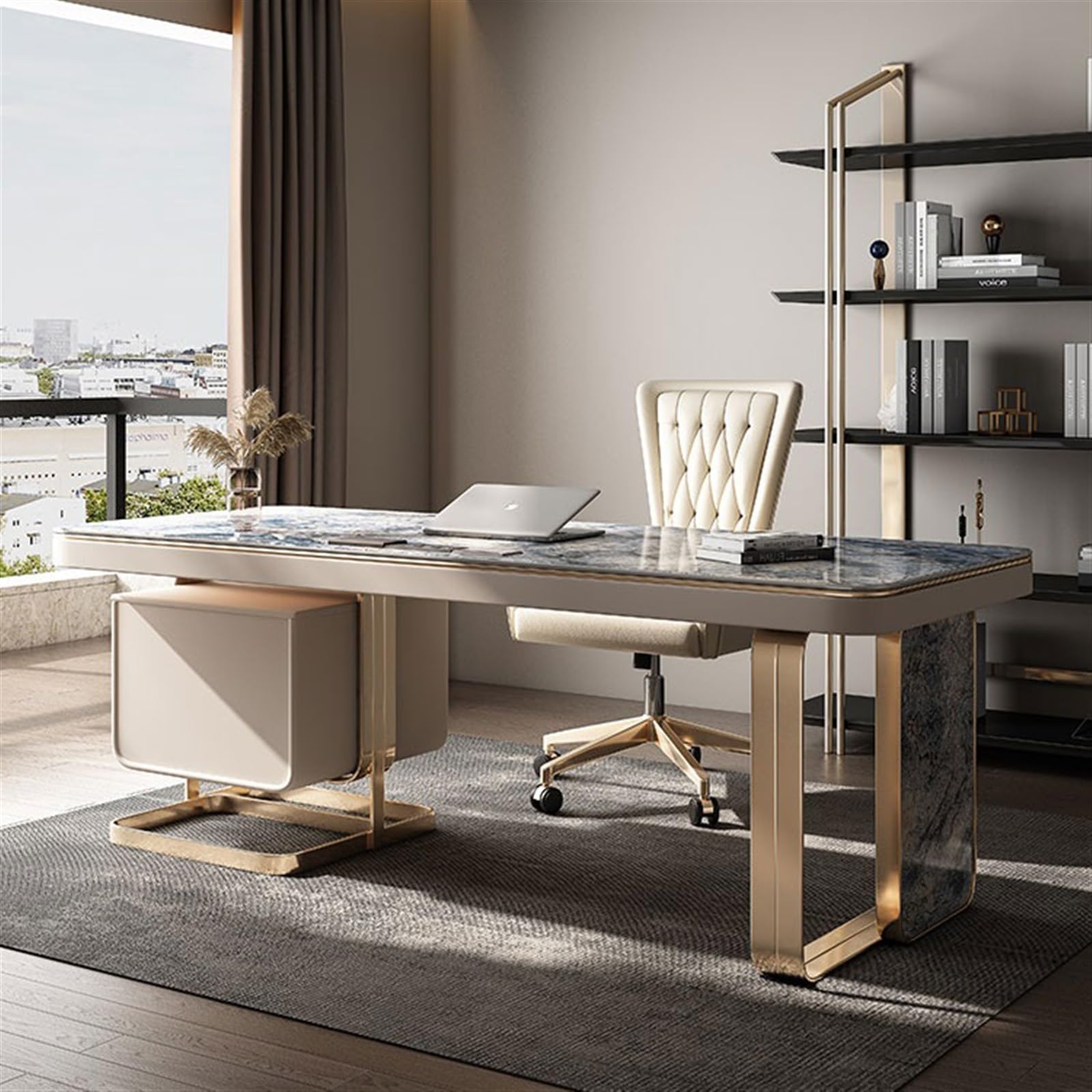 Biurko do nauki pracy światło luksusowy nowoczesny minimalistyczny styl wysokiej klasy płyta skalna biurko i krzesło PC stół designerski stół do nauki biurko do pisania biuro domowe biuro