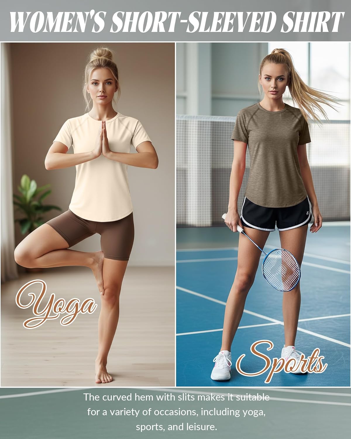 Huukeay 4 Pack Women's Short Sleeve T Shirts, Casual Raglan Summer Tunic Tops Crewneck Loose Side Split Hem Workout Tee Shirt - Image 6