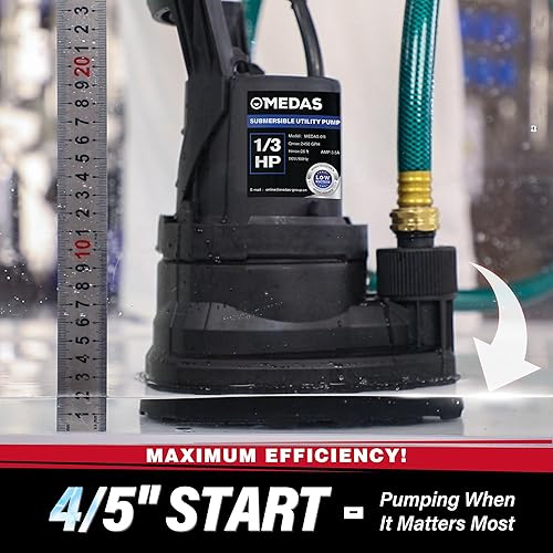 Miniatura 3 de MEDAS Bomba de sumidero portátil para piscina, estanque de jardín, eliminación de agua en el sótano con cable de alimentación de 10 pies 13HP