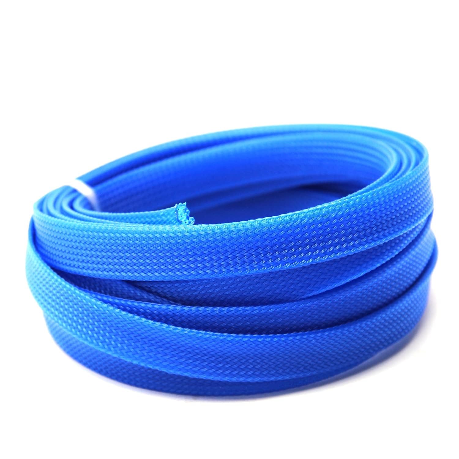 RIVER FOX® Blue 3 Meters 3mm Polyester Braided Sleeve | Nylon Expandable Braided Sleeve for Wire Protection | Cable Management for USB Power Cord, Audio/Video Cables