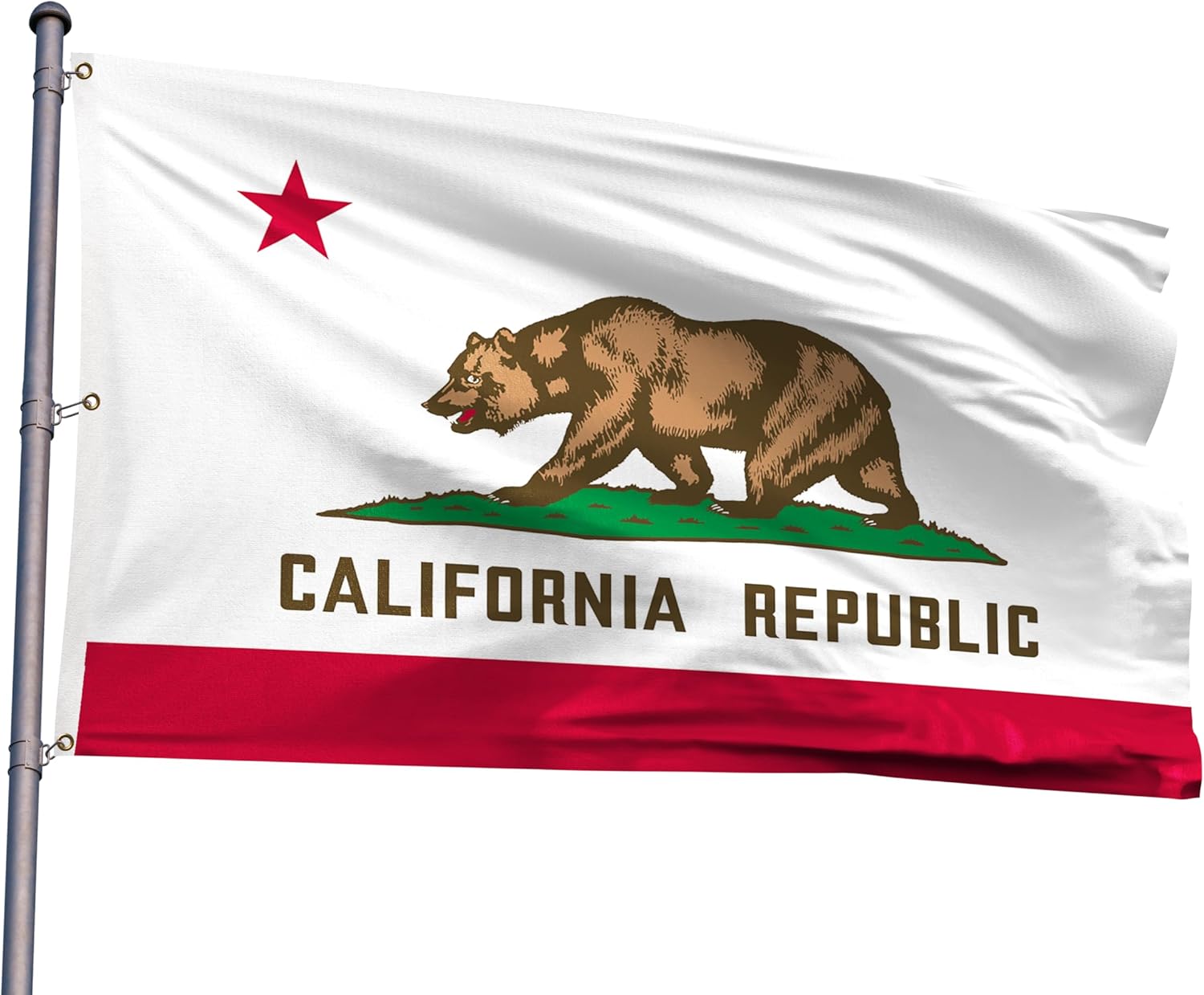 California Republic State Extra Large Flag 6x10FT Calif Cali CA Bear Flag With 3 Brass Grommets For California Themed Festival Events Party Decoration Indoor Outdoor