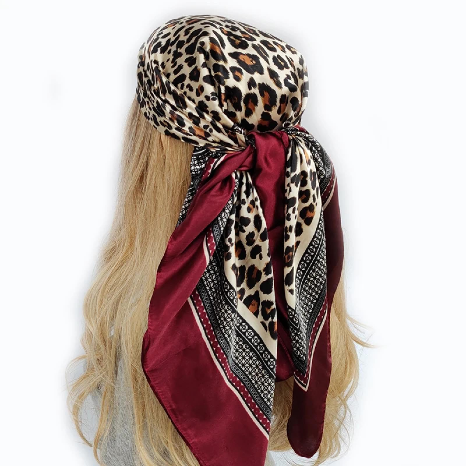 Bufanda Mujer Chal Abrigos Chales Hombre Bufanda para El Pelo De 90X90Cm para Mujer, Chal De Satén Suave con Flores Hermosas A La Moda, Bufandas Cuadradas De Seda, Pañuelo para El Cuel