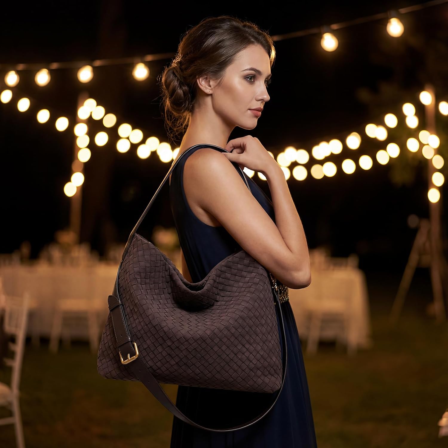 Suede Woven Tote Bag Braided Handbag Shoulder Purse For Women Large Hobo Satchel Woven Purse Daily Work Travel - Image 8