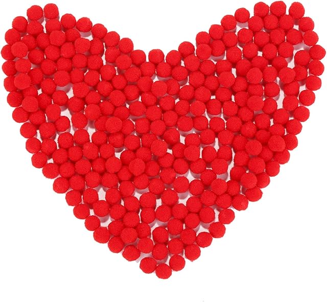 Sumind 250 Pieces Mini Pompoms Small Fluffy Pom Poms for Decor Arts Crafts DIY, Red (8 mm)