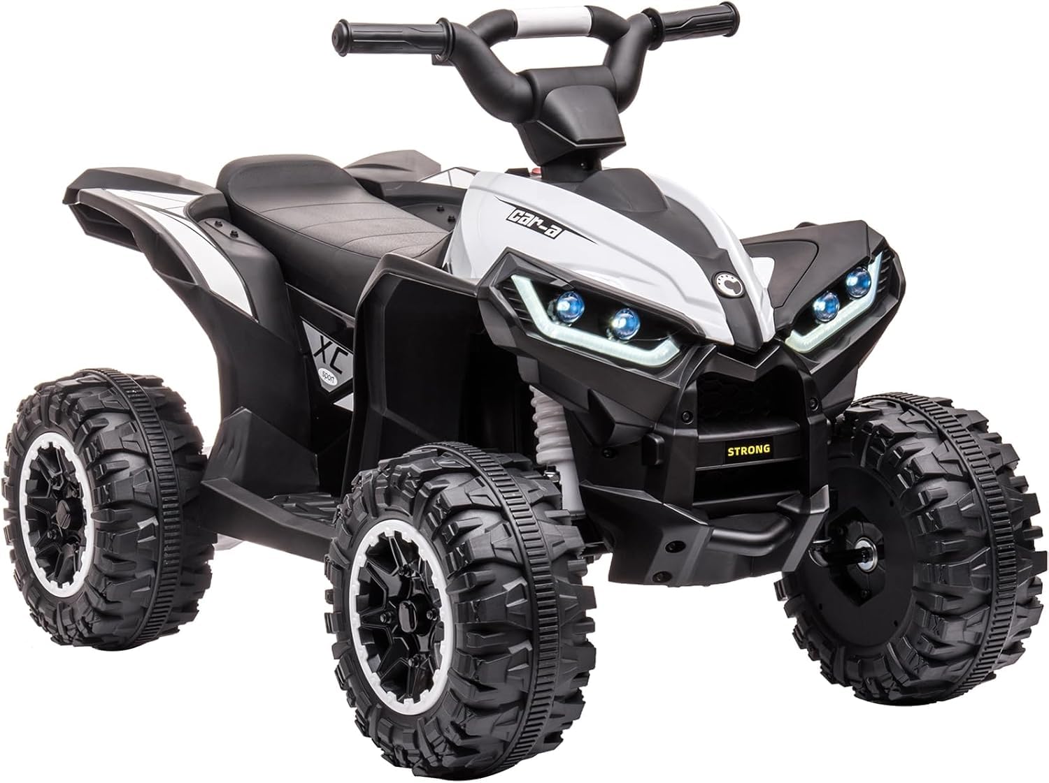 Kinder Quad Elektro 12V ATV Fernbedienung und LED 101cm Weiß | Robustes Off-Road Kinderfahrzeug mit Profilreifen, Musik, USB und Sanftem Start für Sichere Outdoor-Abenteuer im Garten
