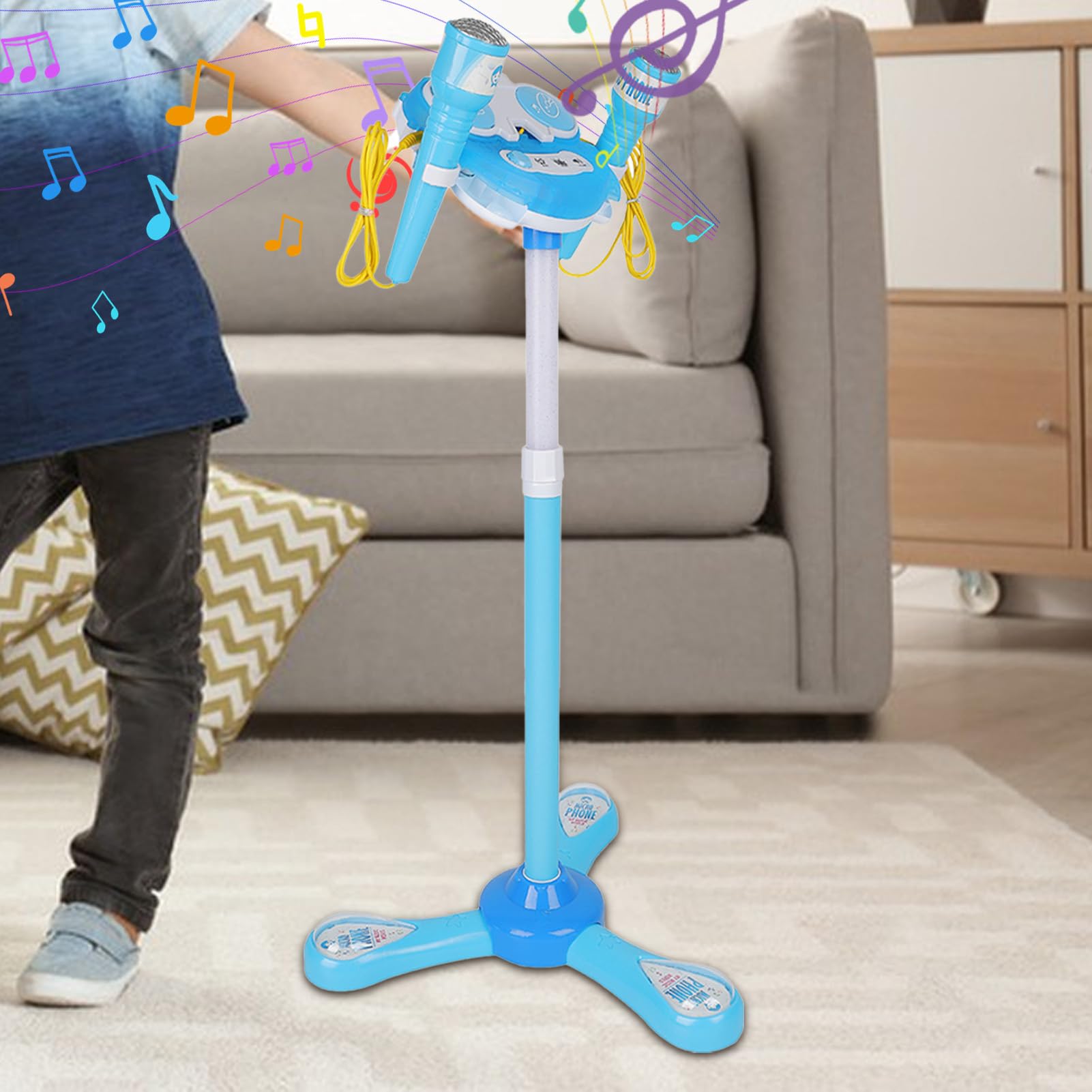 Microfono Per Bambini Con Stand - Microfono Stage Playset, Macchina Da | Karaoke Con Musica, Microfono Educativo Playset, Per Bambini Interattivi In piedi Per Ragazzi Per Ragazzi