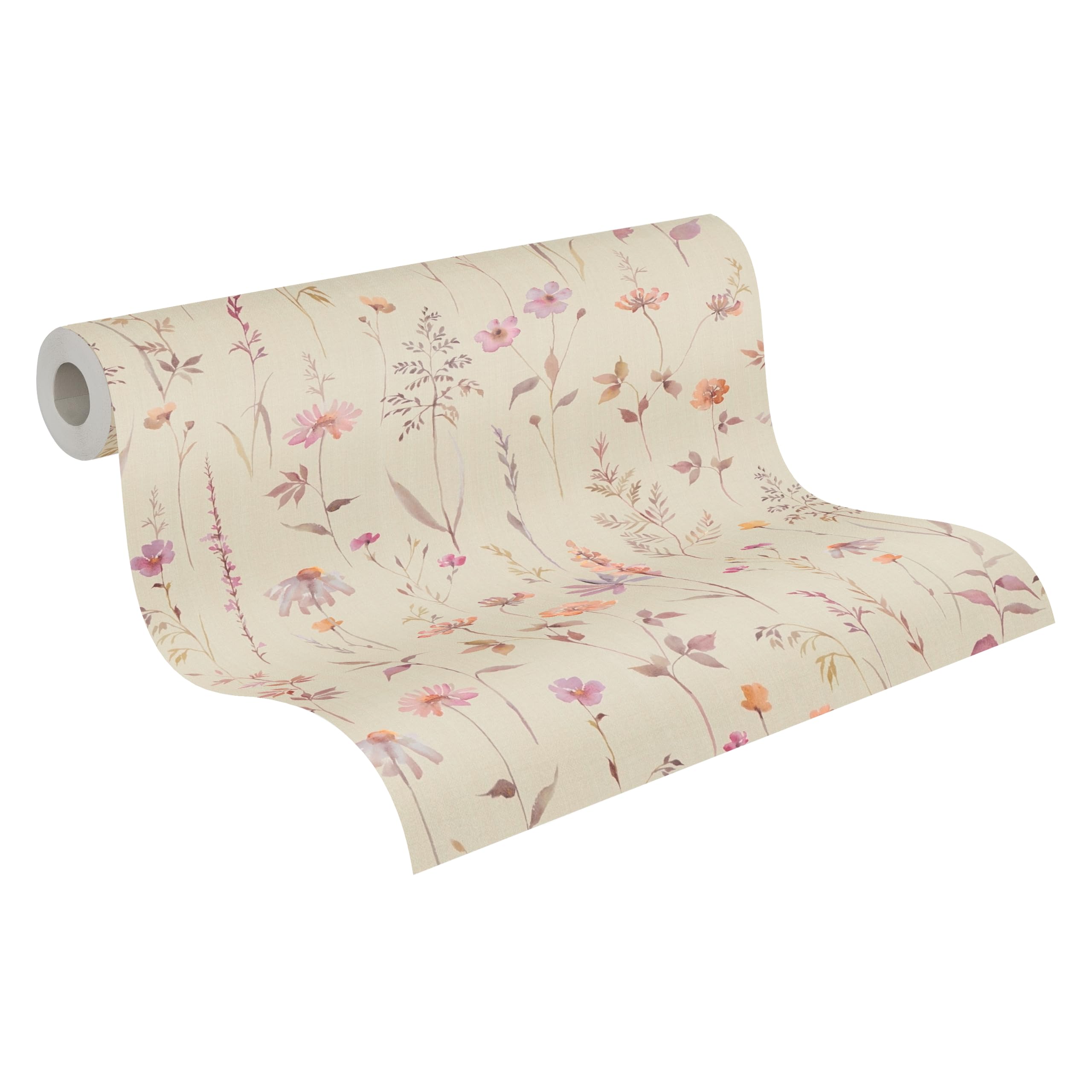 A.S. Création Carta da parati peonie – beige, rosa – 10,05 x 0,53 m