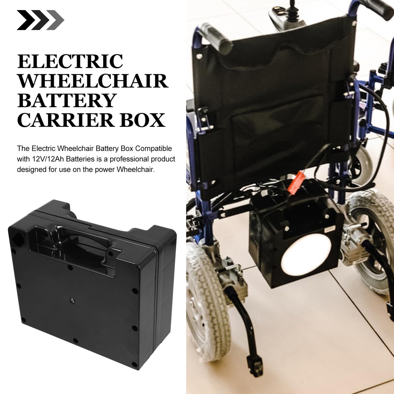 ULTECHNOVO Scatola Porta Batteria Leggera per Carrozzine Elettriche Custodia Compatta e Resistente per Batterie per Ed Esterno Accessorio per Disabili