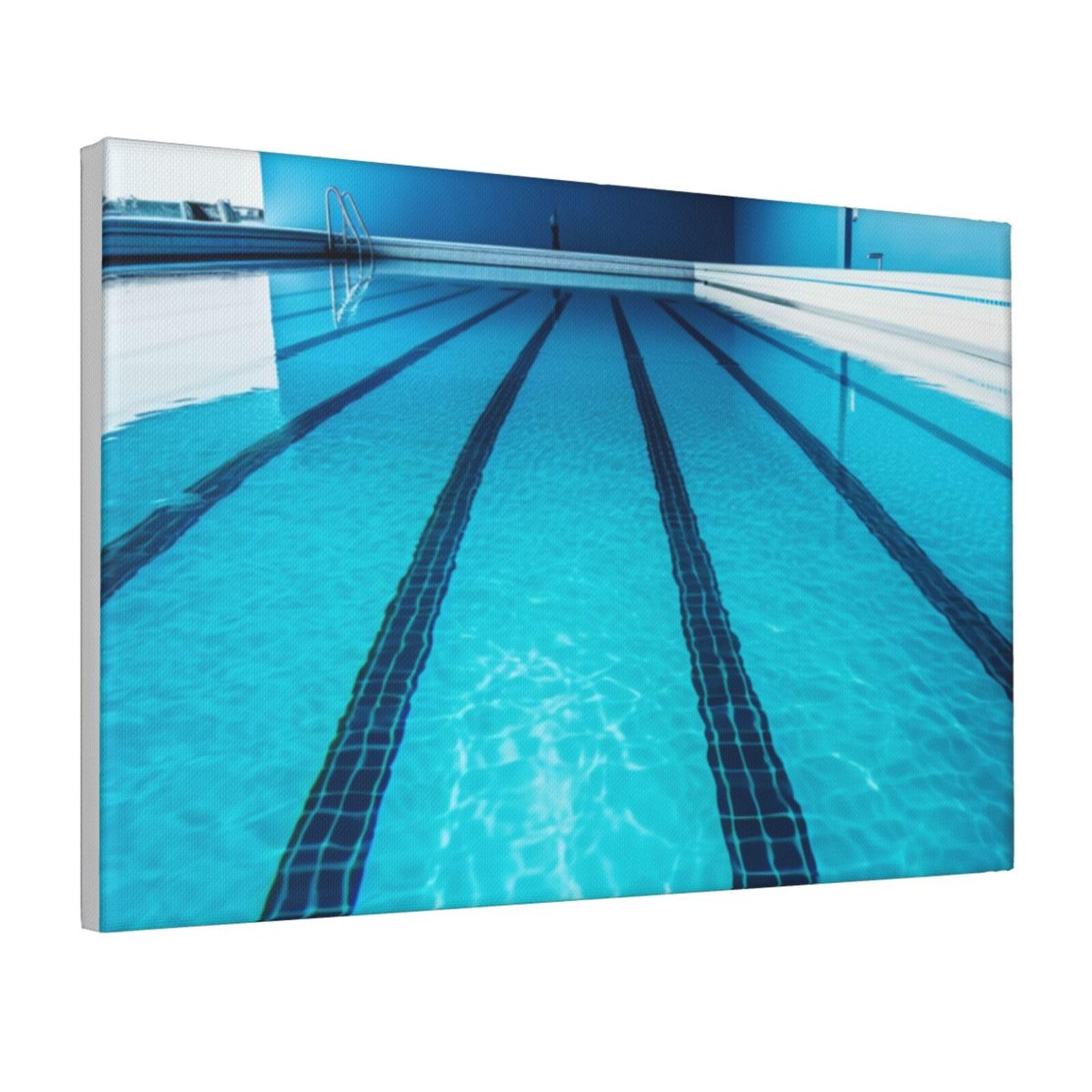 Framed Wall Art for Living Room Art Work, Blue Swimming Pool Picture Prints Modern Office Wall Paintings Poster Aesthetic Wall Decorations for Home Decor Ready To Hang 16"x24"