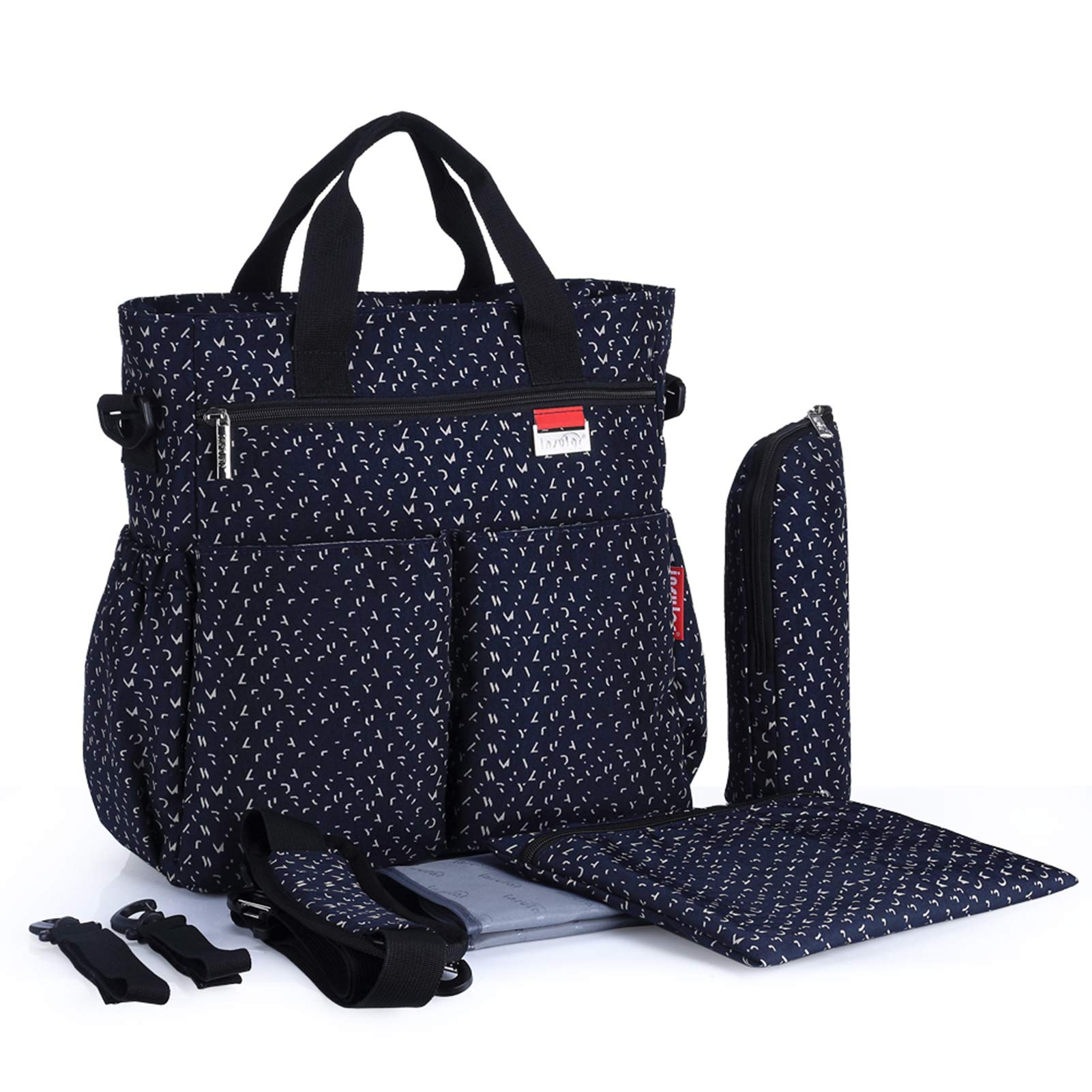 leeofty Baby Diaper Bag Shoulder Bag Handbag Large Capacity Mummy Nappy Nursing Bag Travel for Baby Care Navy-picture-19