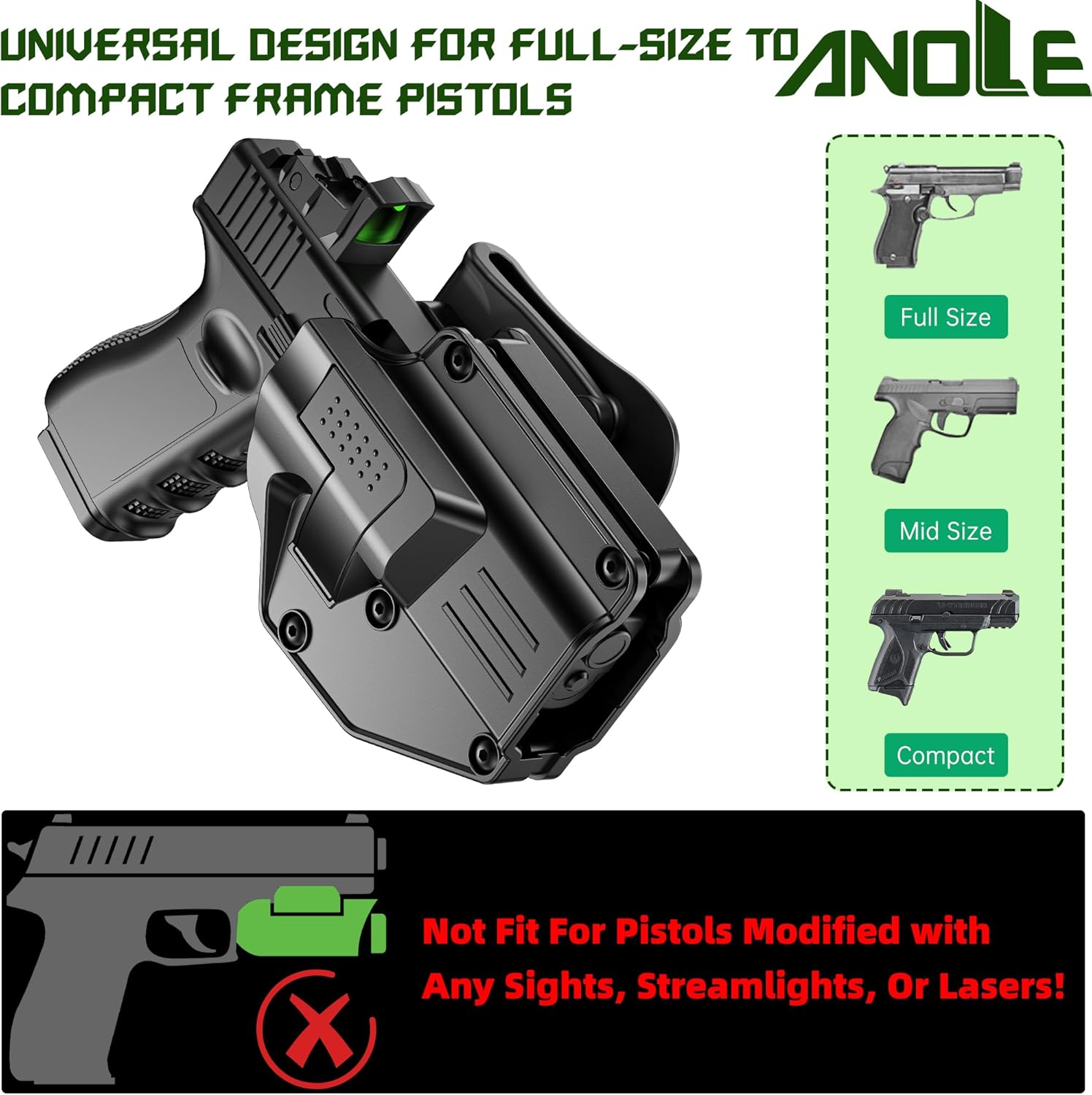 Gun Holsters Fit 100+ Pistols, Fit with Sig P365 X Macro/Glock 17 19 48/CZ P-10 M/S&W M&P Shield/Ruger/1911/Taurus/HK, Widely Fit OWB Paddle Holster with Full Size & Compact Pistol