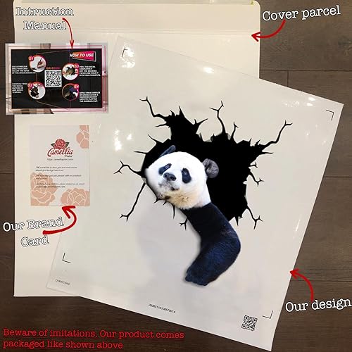 Miniatura 3 de Calcomanía de panda gigante para ventana de coche, calcomanías de panda gigante para niños, calcomanías de vinal para nevera para mujeres, Kawaii