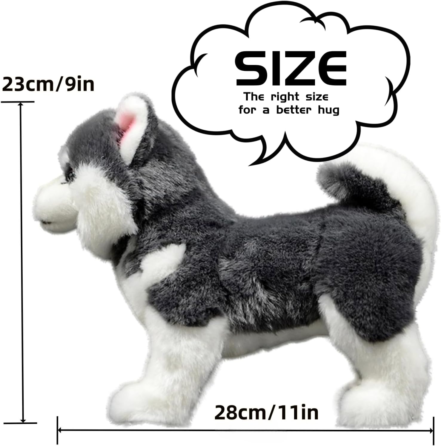 FRANKIEZHOU Lifelike Husky Stuffed Animal-Gray 11",Alaskan Malamute Plush Toy,Realistic Dog Stuffed AnimalToy,Girl Toys,Gifts for Kids,Home Decor,Hugging Toy - Image 4