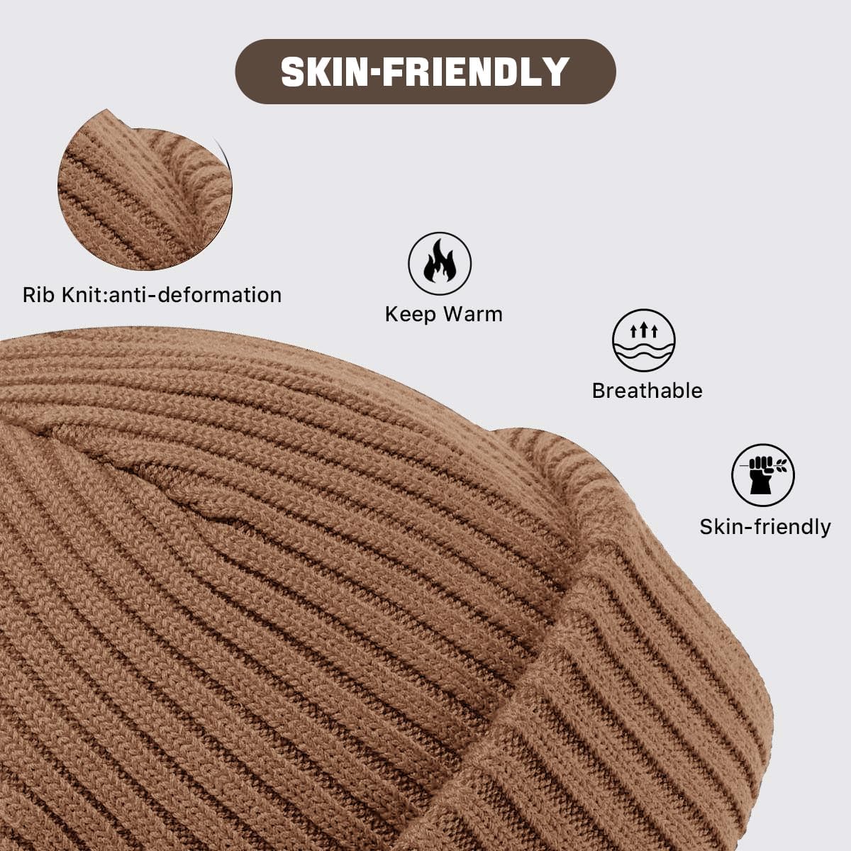 BROKIG 2 in 1 Balaclava Ski Mask Beanie Black Ski Face Mask Winter Warm Skull Cap Beanie Hats for Men Women Headwear - Image 3