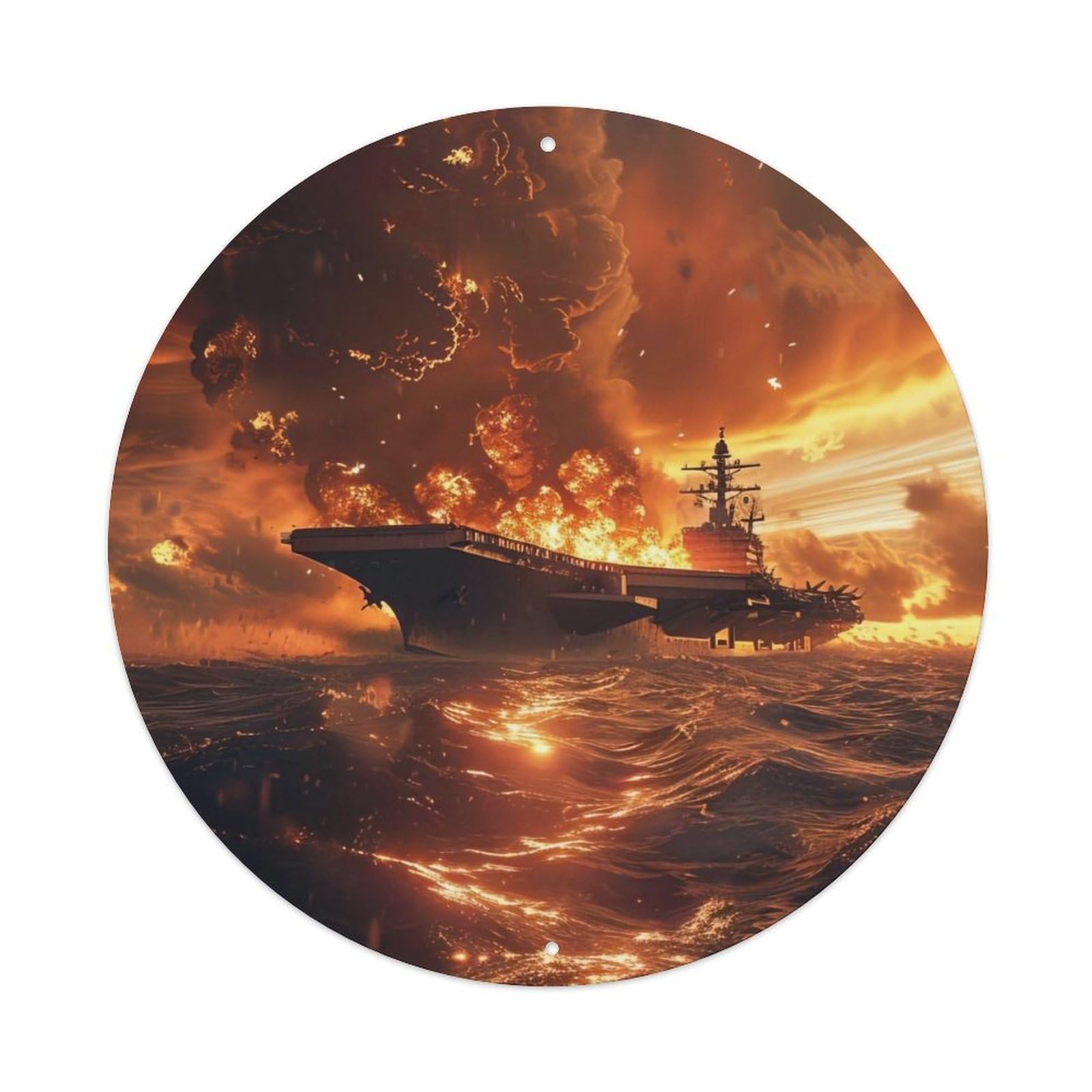 Battleship US Nimitz-class Nuclear-powered Aircraft Carrier Destroyed Vintage Metal Tin Sign Plaque Wall Decor for Cafe, Club Bar, Office, Garden Metal Poster 8x8Inch