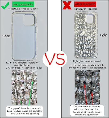 Miniatura 3 de Cavdycidy Funda compatible con iPhone 15 Pro Max para mujer, funda de lujo muy brillante con diamantes de imitación de cristal brillante 3D con