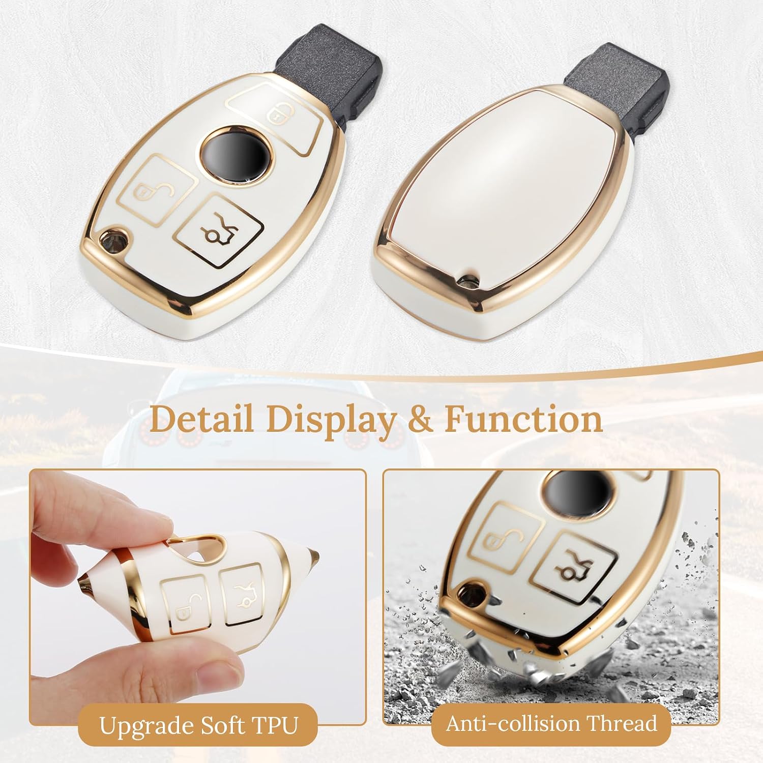 Key Fob Cover for Mercedes, Gold Polished Carabiner image 2
