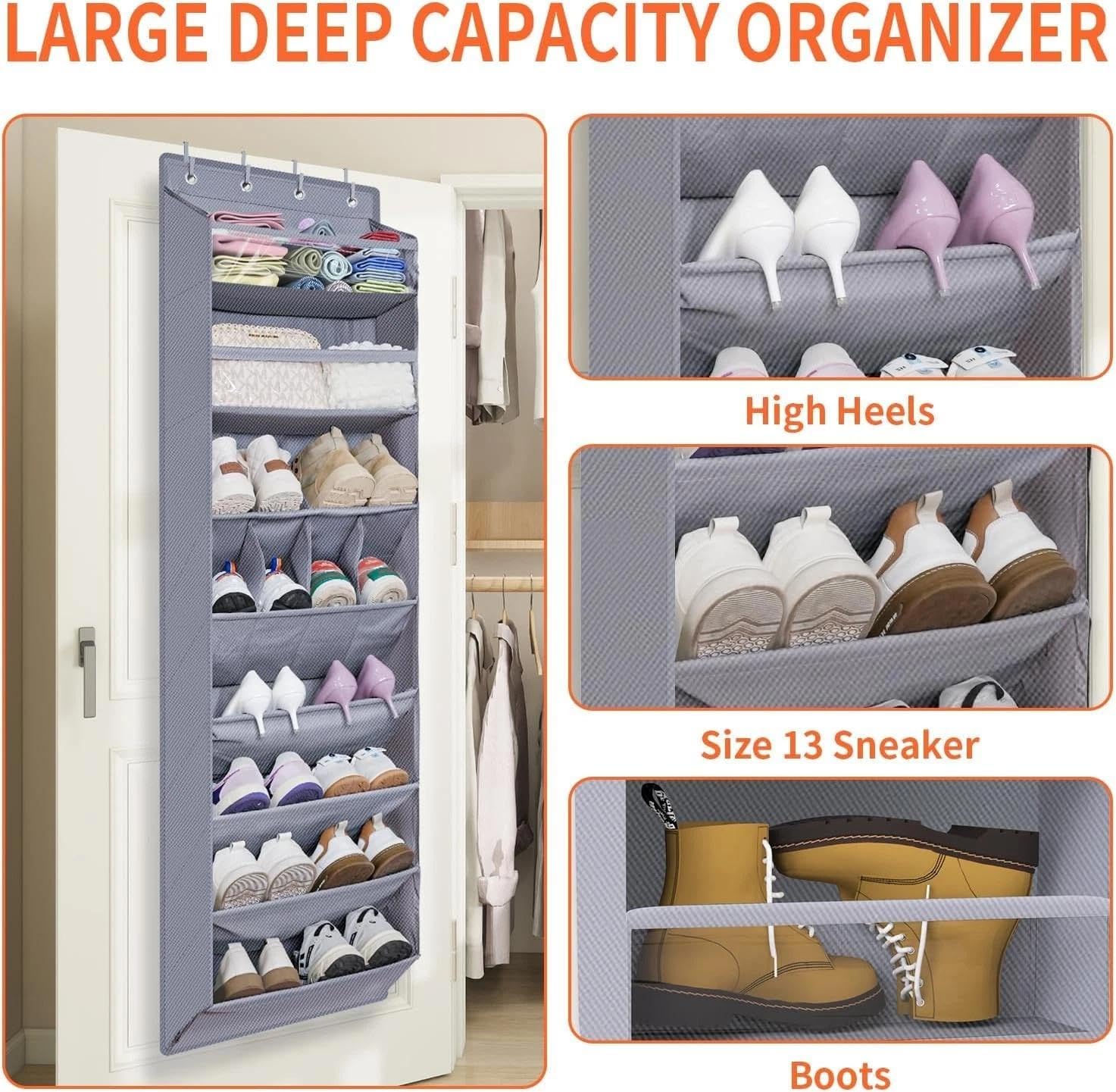 for 1 Pack Over The Door Shoe Organizer,68" Exlarge Deep Pockets Hanging Shoe