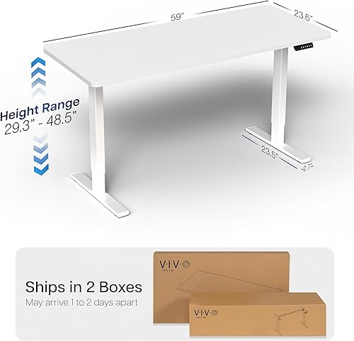 Vista 473 de VIVO DESK-KIT-1W6G - Escritorio eléctrico de pie de 60 x 24 pulgadas, ajuste de altura de memoria, serie 1B, parte superior de nogal oscuro de una