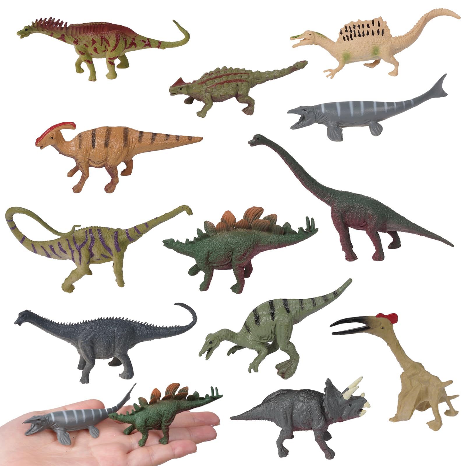 HDFHDF 12 PCS Mini Beasts for Kids Small Insect,Minibeasts Children's Early Education Toys, Decorative Simulated Plastic Ornaments Educational Aids, Parties (12pcs Dinosaur) — image 1