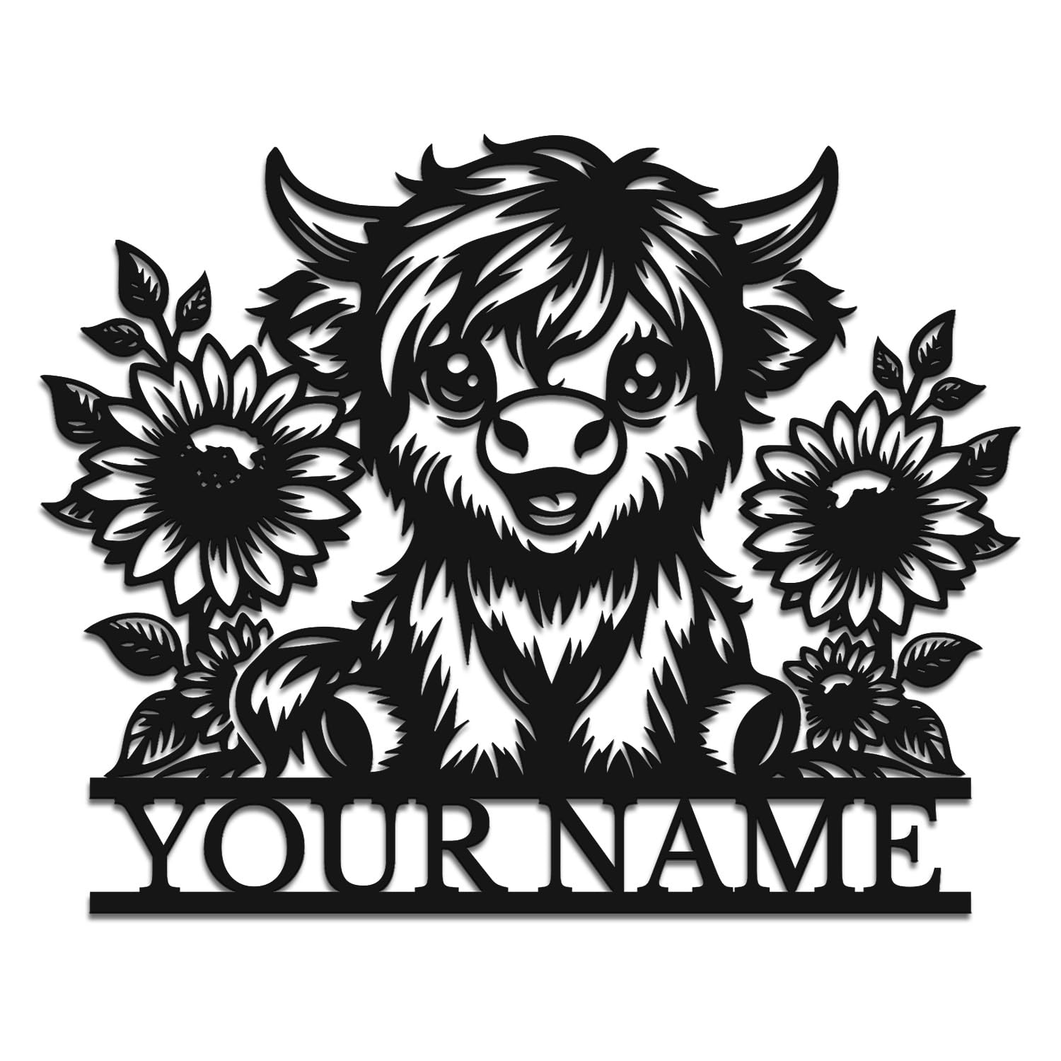 Senyer Style-11 Custom Highland Cow Metal Sign,Personalized Cow Farm Name Sign,Custom Baby Highland Cow Farmhouse Metal Wall Art,Farm Name Sign,Farmhouse Decor,Cow Ranch Decor (Style-11)