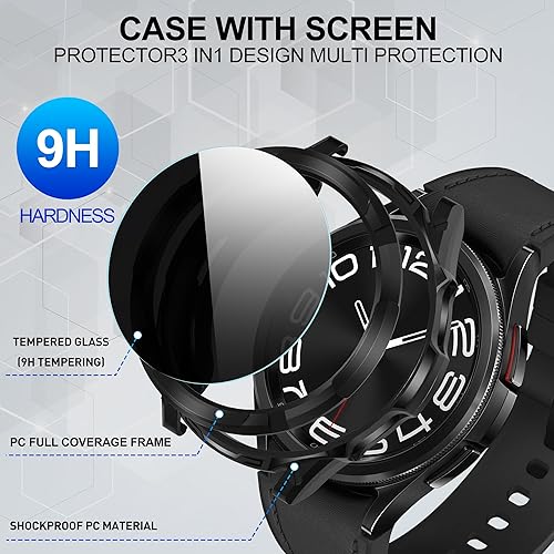 Miniatura 9 de Suoman 3 en 1 para Samsung Galaxy Watch 6 Classic 1.850 in Caso, Cubierta Protectora De Parachoques De TPU Protector De Pantalla HD Para Samsung