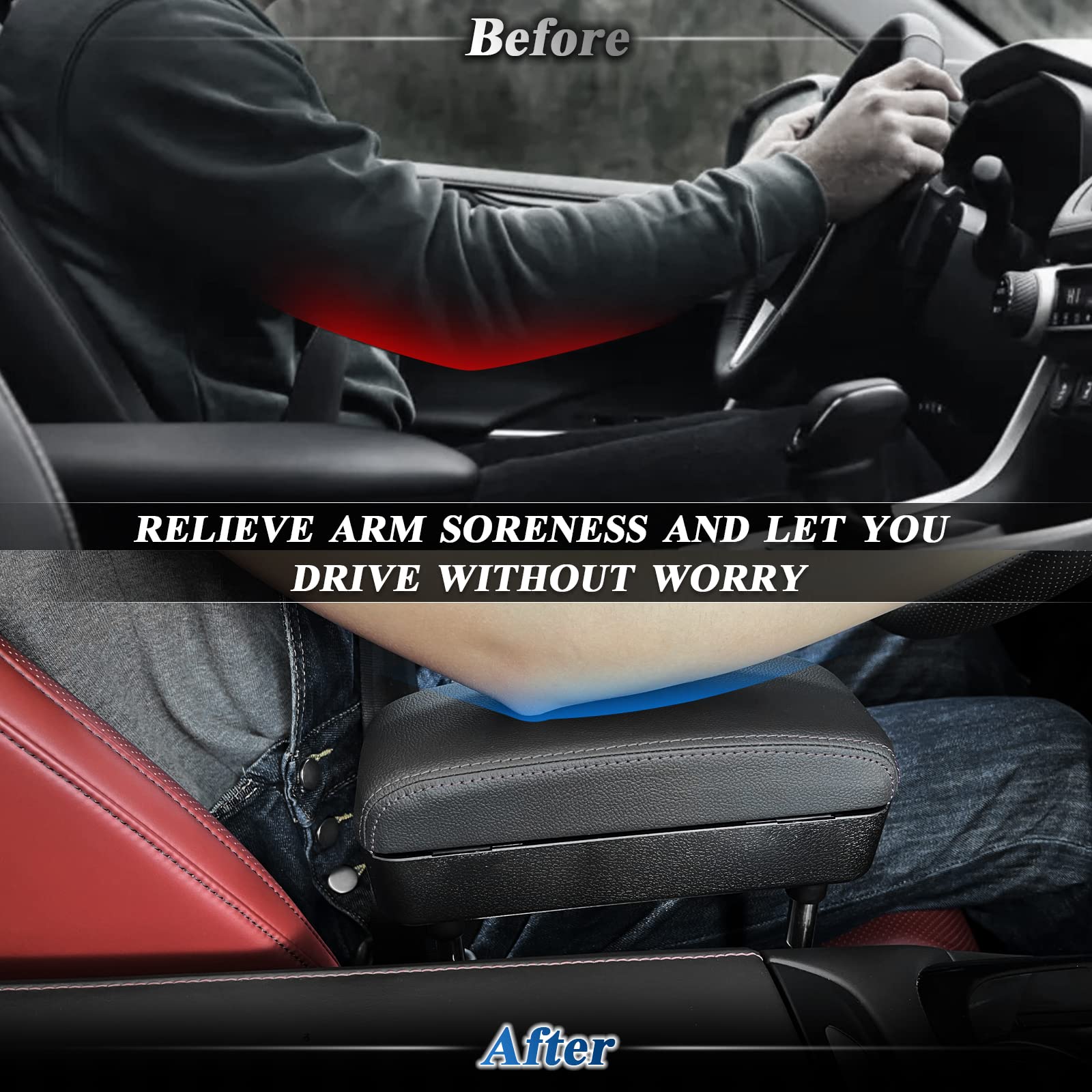 BIBIBO Supporto per gomito auto, contenitore universale per seggiolino auto, bracciolo centrale universale, organizer per auto, bracciolo per sedili auto, organizer per console centrale per braccioli