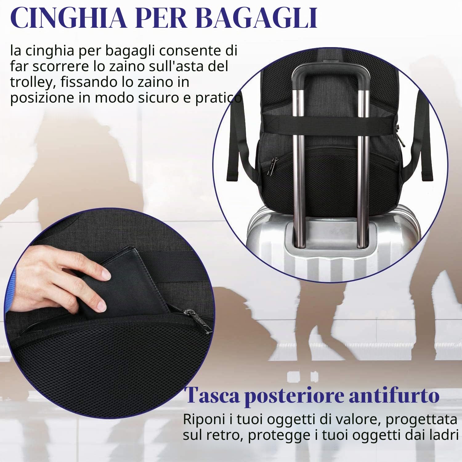 MATEIN Zaino Uomo 15.6 Pollici Porta PC Impermeabile Backpack Laptop Viaggio Nero