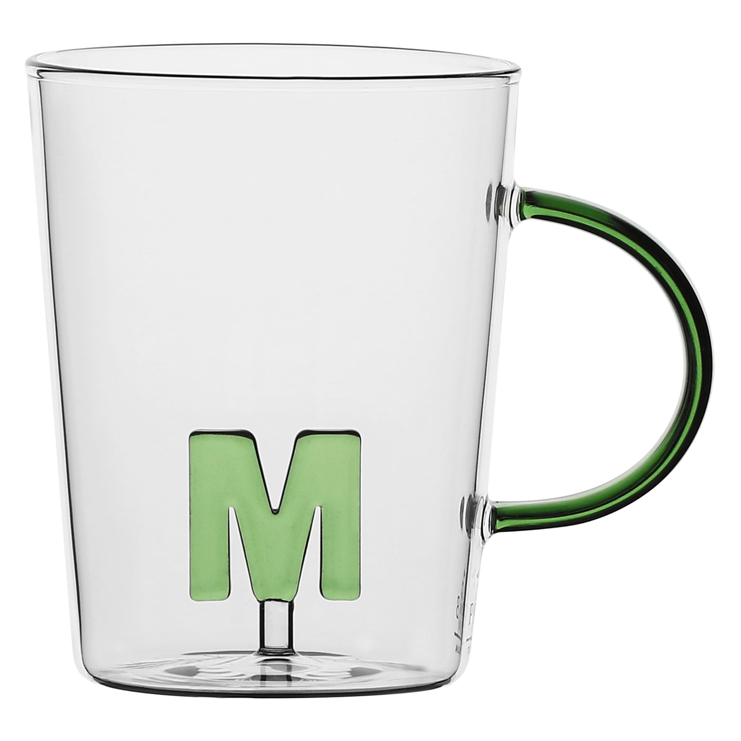 LA PORCELLANA BIANCA - Letter 'M' Borosilicate Glass Mug 400cc Allalettera Collection