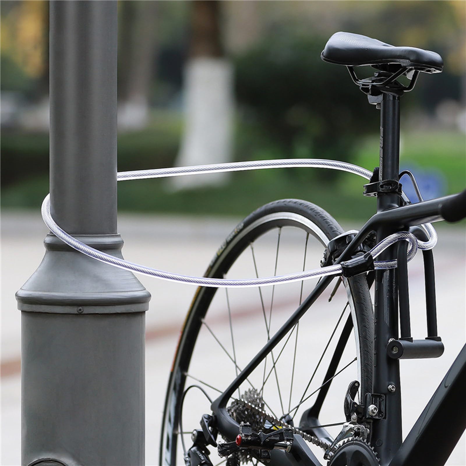 Cavo di sicurezza per bicicletta, 12 mm x 1,2 m, cavo intrecciato in acciaio, cavo di sicurezza in acciaio con occhielli, lucchetto per la sicurezza della bicicletta