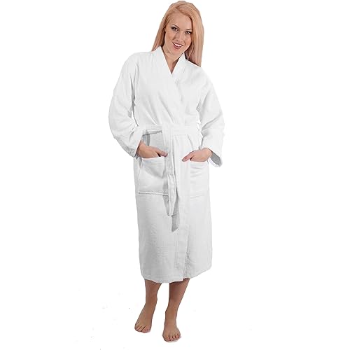 SALBAKOS - Kimono Robe for Men & Women - 100% Turkish Cotton Robe for Spa & Hotels, Absorbent & Comfy | (With & Without Hood)