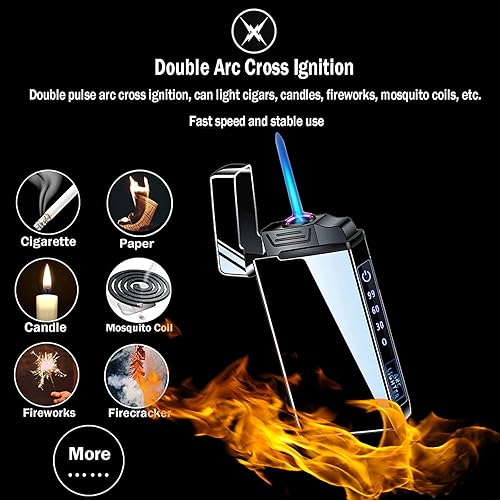 Miniatura 2 de Encendedor de arco, encendedor eléctrico de butano recargable 2 en 1, encendedor recargable USB de alta calidad con pantalla LED, encendedor
