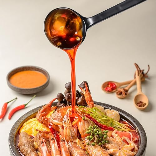 Miniatura 6 de Cuchara de sopa asiática de melamina negra, cucharas japonesas de mango largo, fideos, ramen, wonton, bola de masa de arroz, cuchara Pho a granel