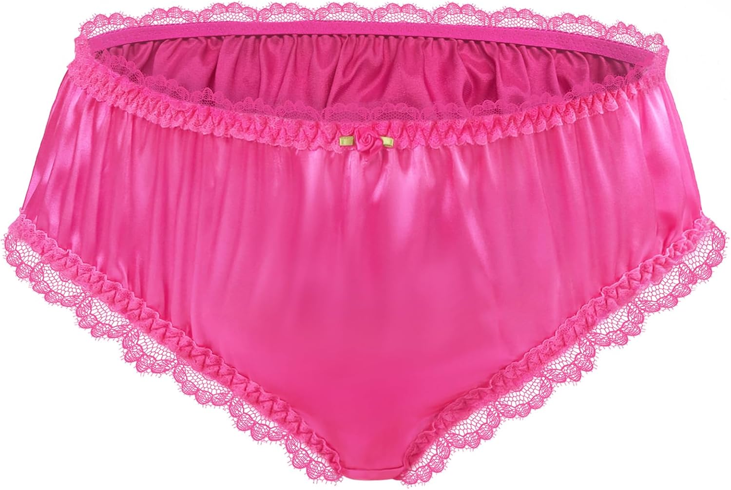 Littleforbig Unisex Hipster Briefs Sissy Lacy Frill Satin Panties Briefs for Crossdressers